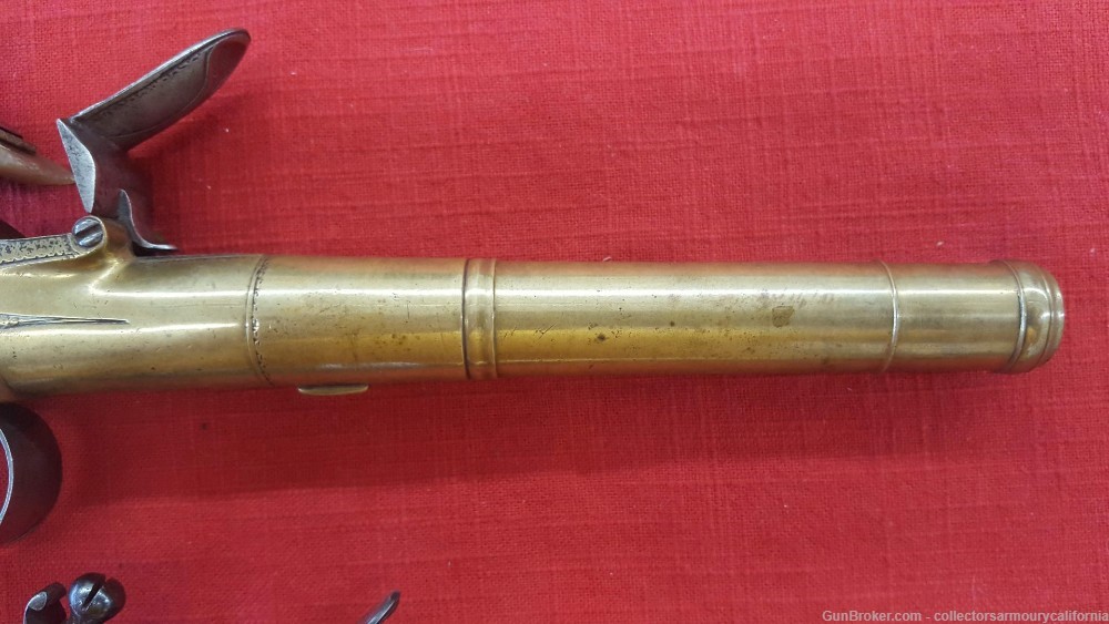 Cased Pair Of British Brass Barrel Turnoff Flintlock Boxlock Pistols-img-31