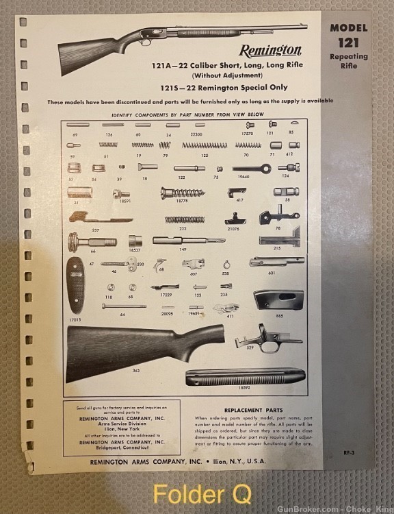 Remington 121 Parts list Schematic -img-0
