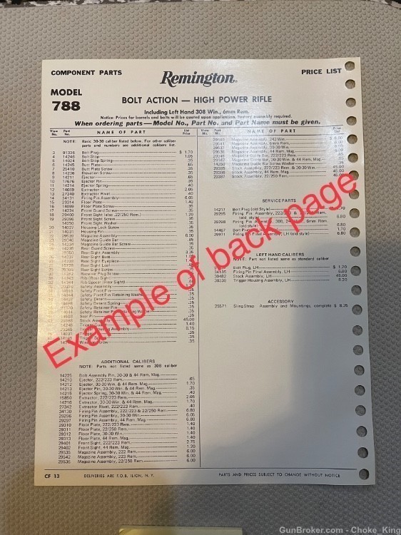 Remington Model Mohawk 600 Parts List Schematic -img-1