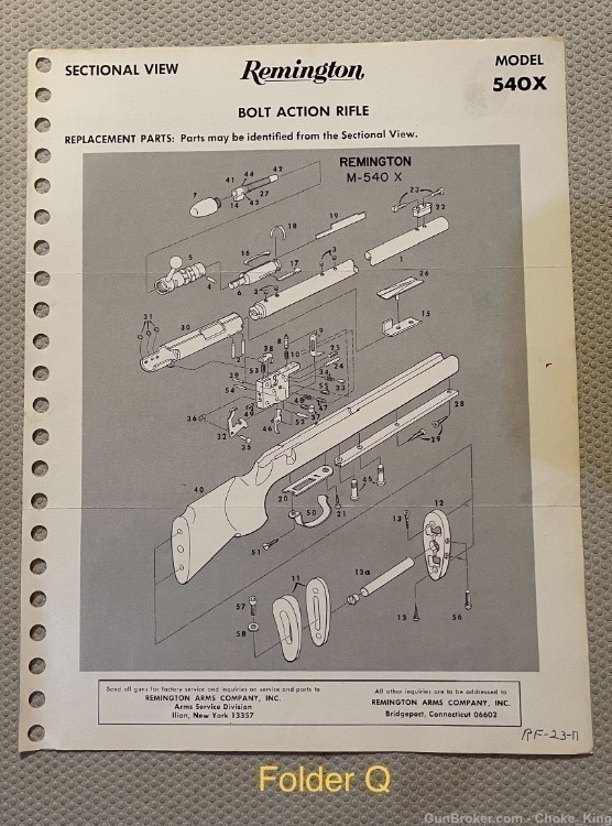 Remington Model 540 Parts List Schematic -img-0