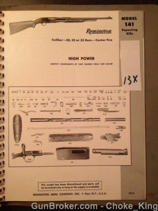 Remington Model 141 Vintage Schematic Parts List-img-0