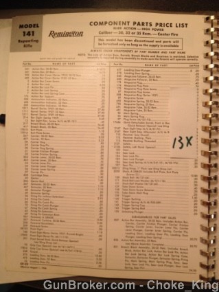 Remington Model 141 Vintage Schematic Parts List-img-1