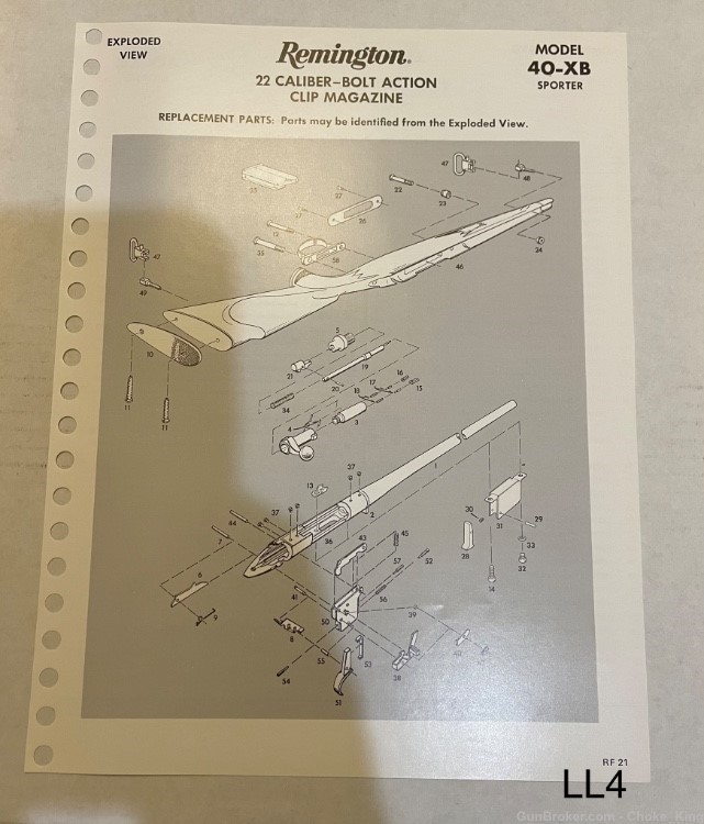 Remington Model 40 XB Sporter Parts List Schematic -img-0