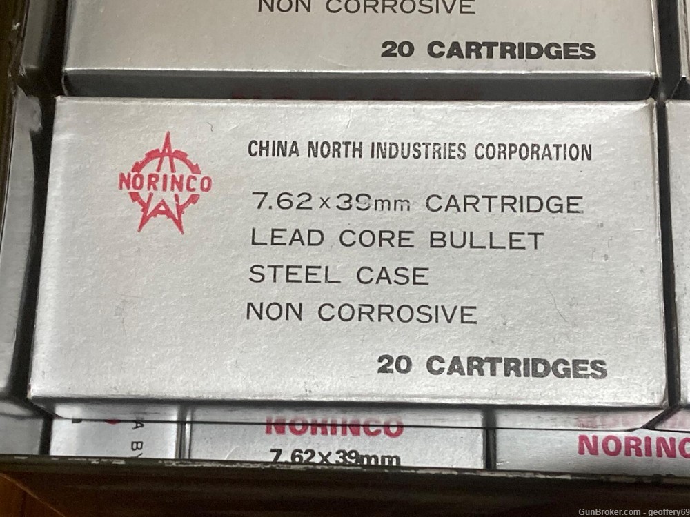 7.62x39 NORINCO FMJ Rifle Ammo 540 rds China North Industries-img-2