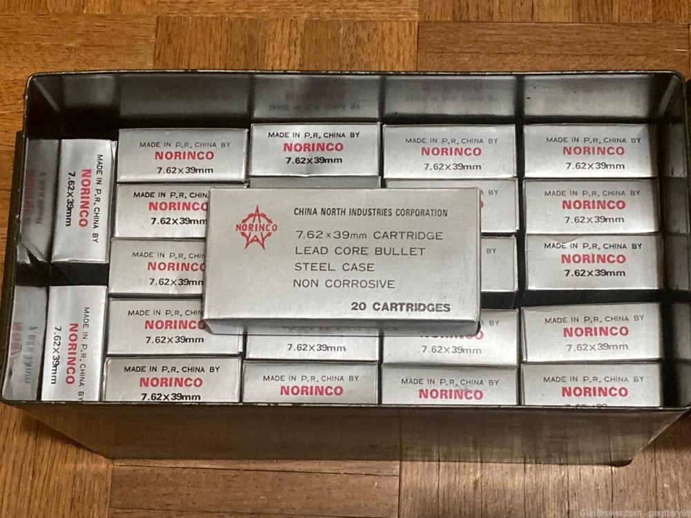 7.62x39 NORINCO FMJ Rifle Ammo 540 rds China North Industries-img-1