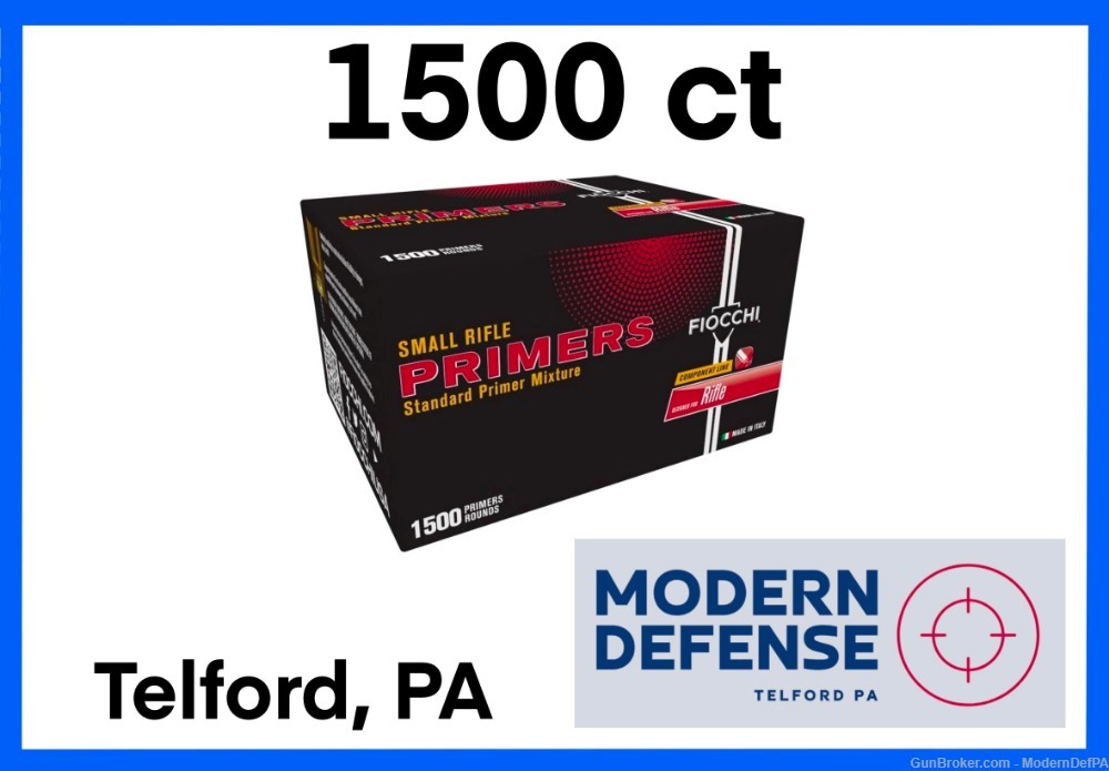 Fiocchi 1500ct case Small Rifle Primers NEW in TELFORD PA-img-0