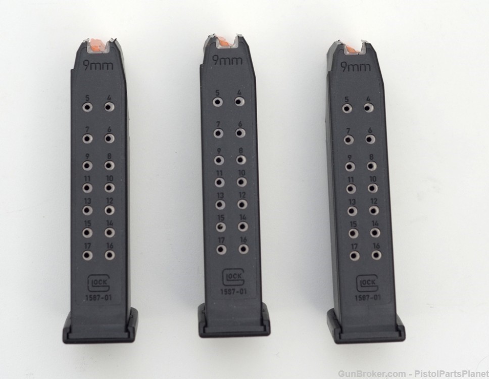 3 New Glock 17 GEN 5 9mm 17 round mags free mag loader-img-0