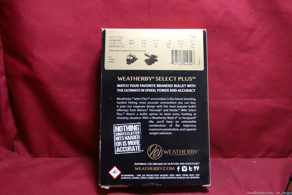 Weatherby Select Plus .340 Weatherby mag 250 Gr Spire Point 20 Count-img-3