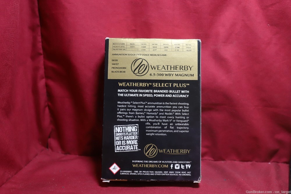 Weatherby Select 6.5-300 WBY mag 127 Gr. Barnes LRX 10 Rounds / 10 Casings-img-3