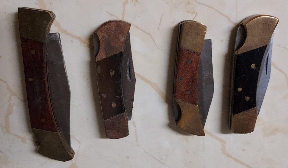 4 Folding Knives - Wooden Handle(s)-Made in Pakistan-Used-img-5