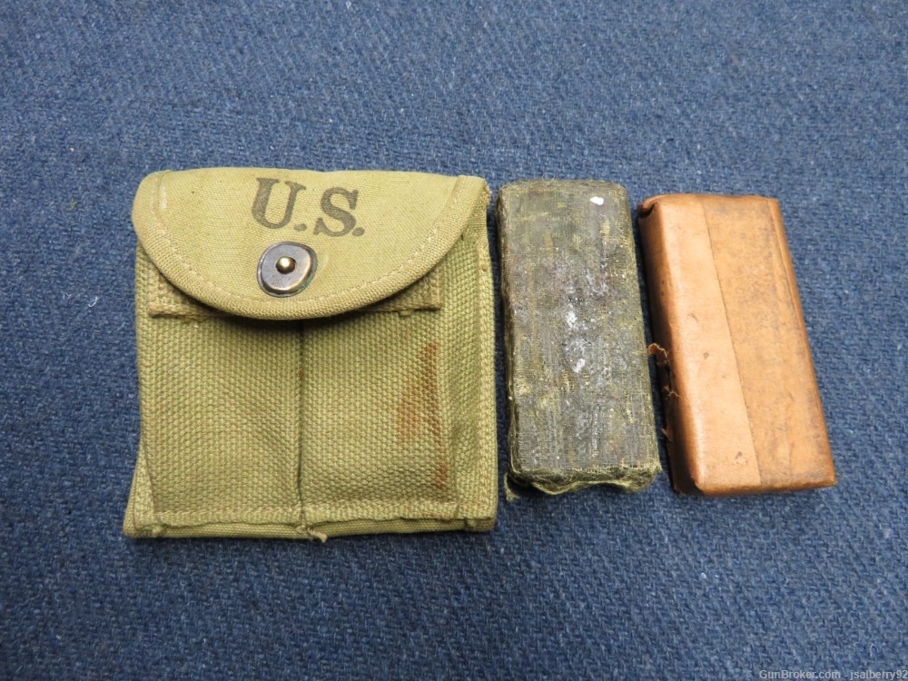 LOT OF 2 WWII US M1 CARBINE MAGAZINES W/ STOCK POUCH-UNISSUED-img-0