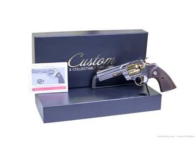 Custom Colt Python Gold PVD Finish 357 Mag 4" 6RD Stainless SA/DA Wood Grip