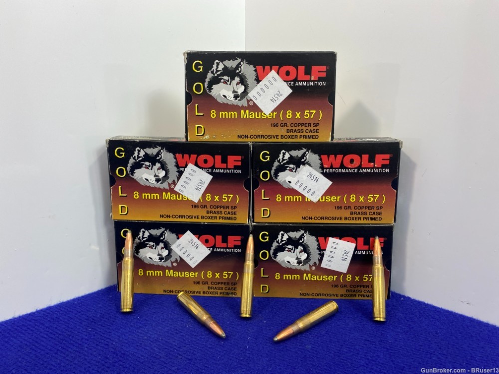 Wolf Gold 8x57 8mm Mauser 100 Rounds * POWERFUL - QUALITY AMMO *-img-0