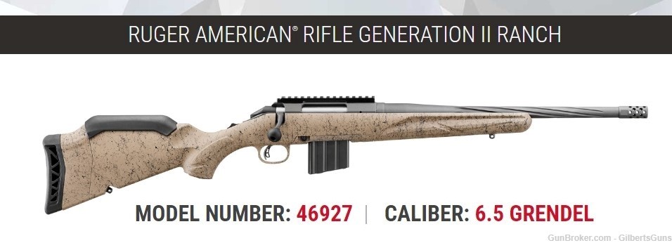 Ruger American Rifle Gen II Ranch 6.5 Grendel Rifle With 16" Barrel 46927 -img-0