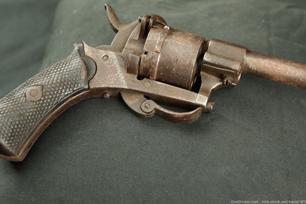 Belgian Folding Trigger 7mm Pinfire Single/Double Action Revolver, Antique-img-12
