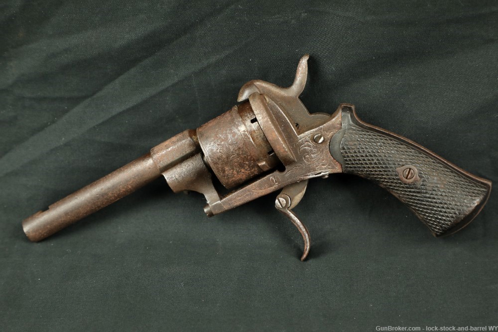 Belgian Folding Trigger 7mm Pinfire Single/Double Action Revolver, Antique-img-4