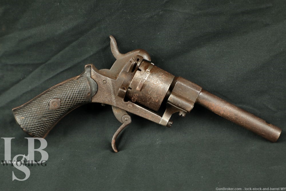 Belgian Folding Trigger 7mm Pinfire Single/Double Action Revolver, Antique-img-0