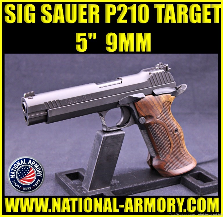 *EXCELLENT* SIG SAUER P210 TARGET 9MM 5.0" BBL 2 MAGS TARGET GRIP & SIGHTS -img-0