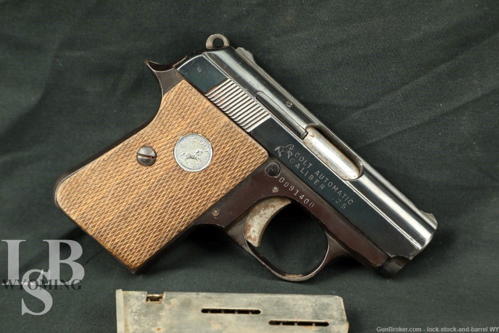 Colt Automatic .25 ACP Semi-Auto Pocket Pistol W/ Mag 1973 C&R Vintage Rare-img-0
