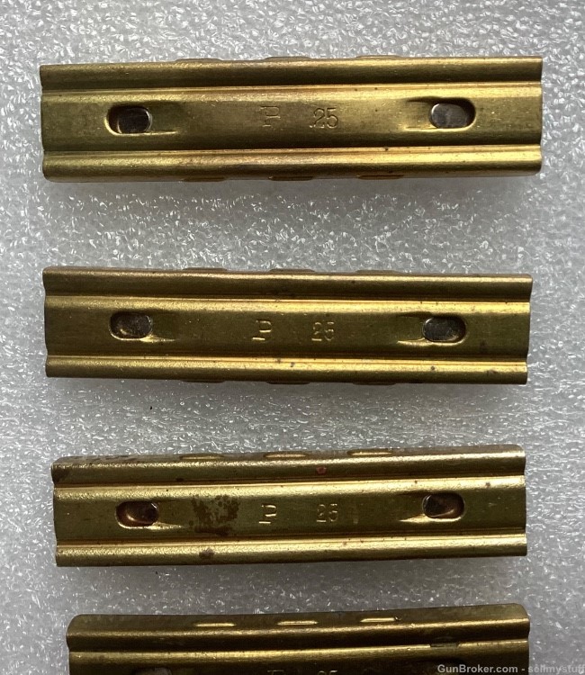 P 25 GERMAN STRIPPER CLIPS , Brass ,Stainless , 3 side humps , 7.9 x 57 -img-3