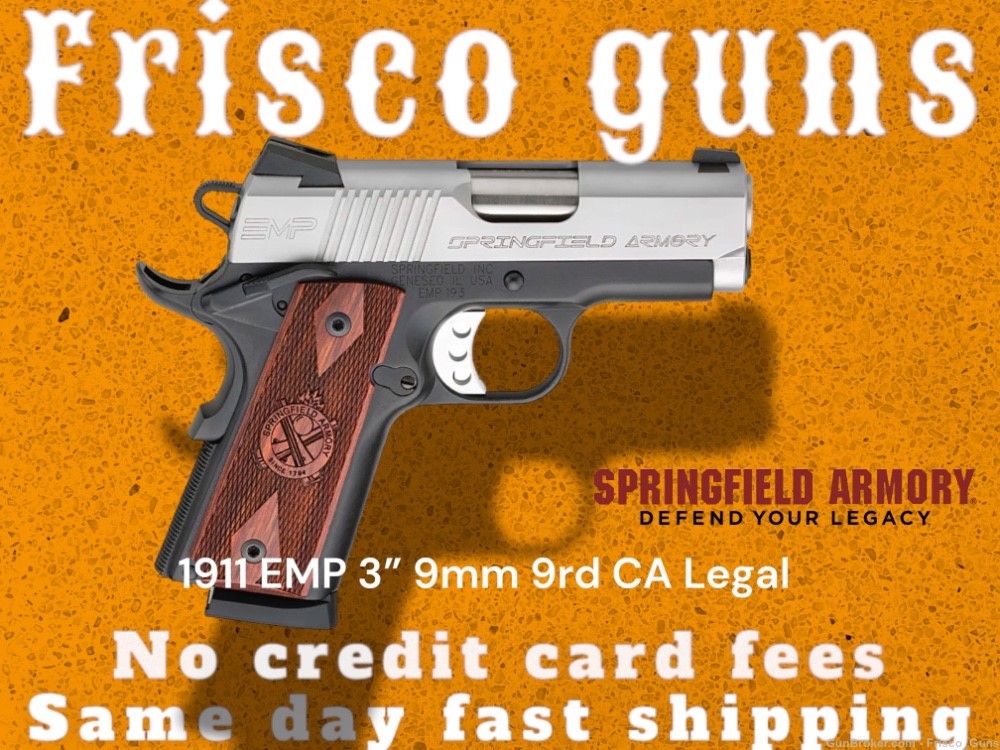 NEW Springfield 1911 EMP 9mm 9rd 3” CALIFORNIA PI9209LCA-img-0