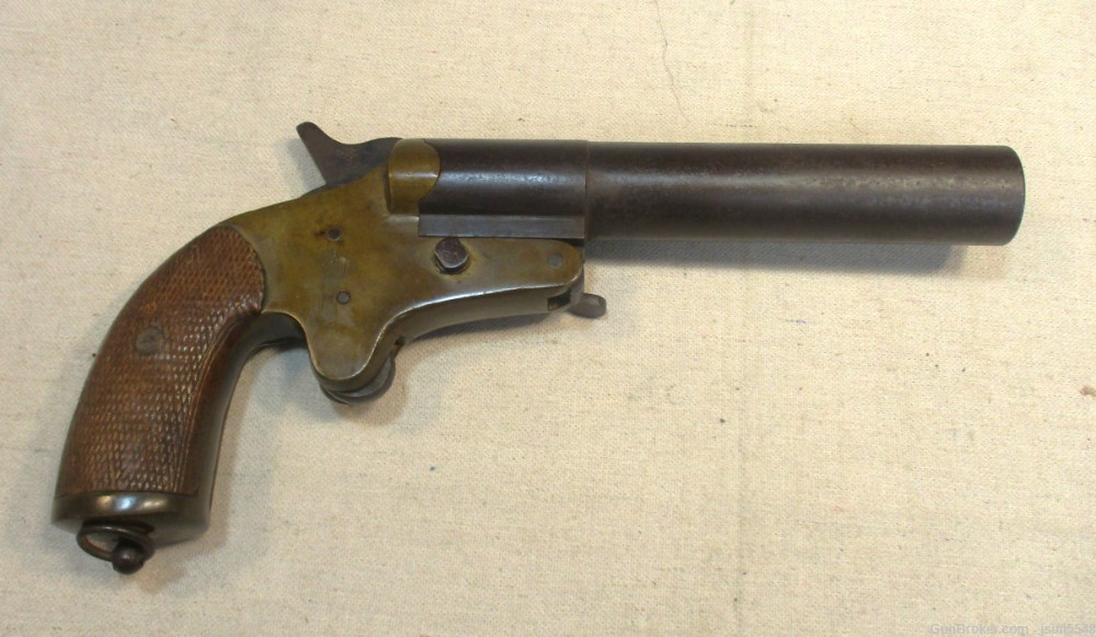 French WW1 Mecanicarm signal pistol, flare gun in 25.5mm w/Brass Frame -img-0