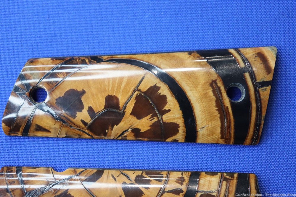 Genuine Cross Cut Mammoth Ivory Grips 1911 Government Pistol Chocolate Blk-img-2