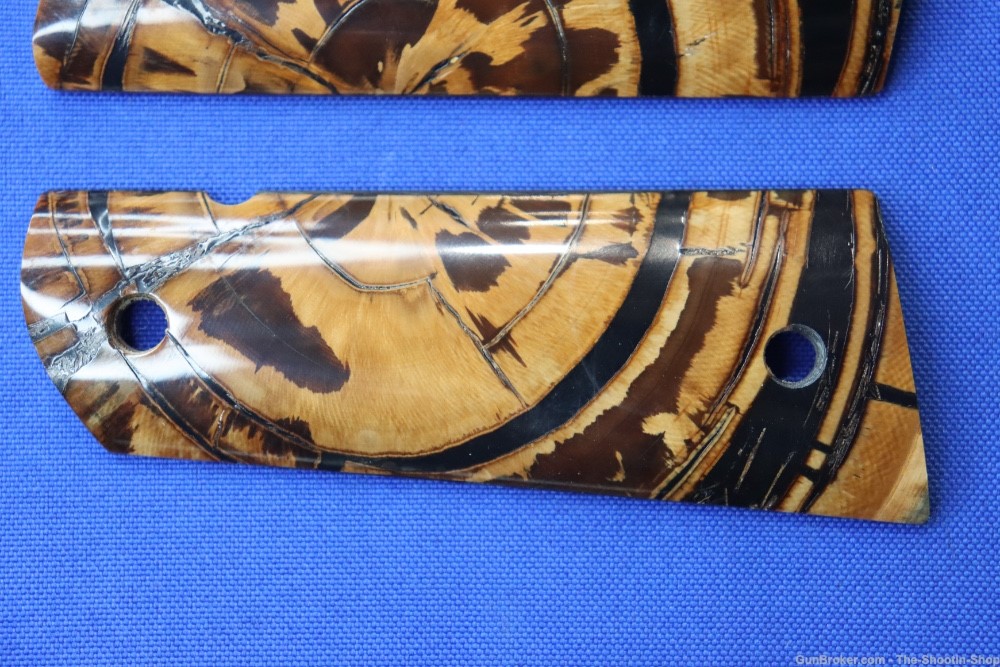 Genuine Cross Cut Mammoth Ivory Grips 1911 Government Pistol Chocolate Blk-img-1