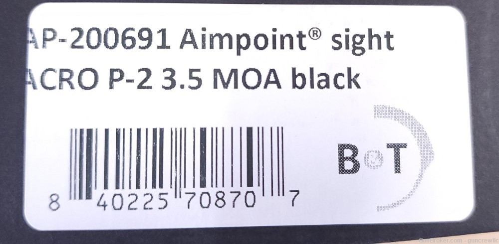 Aimpoint ACRO P-2 Black 3.5MOA W/ B&T 39mm QD Mount P2 AP-200691 Layaway-img-7