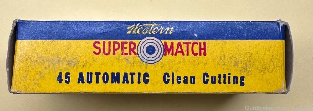 Vintage Western Cartridges Super Match 45 Automatic 50 Round Box-img-1