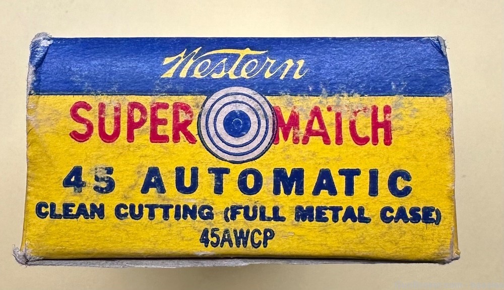 Vintage Western Cartridges Super Match 45 Automatic 50 Round Box-img-5