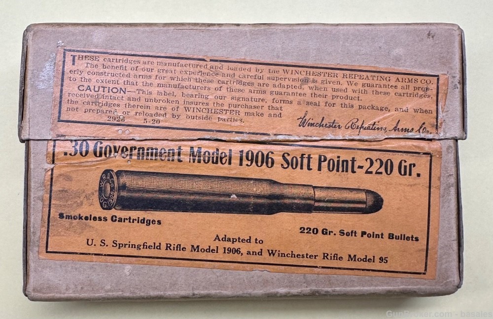 Vintage Winchester .30 Government Model 1906 18 Round Box-img-0