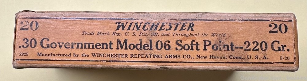 Vintage Winchester .30 Government Model 1906 18 Round Box-img-1