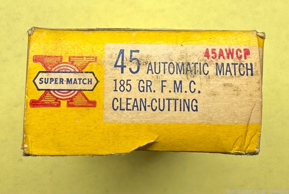 Vintage Western Cartridges Super Match 45 Automatic 50 Round Box-img-4