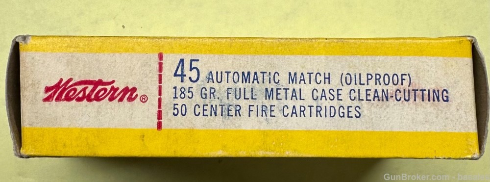 Vintage Western Cartridges Super Match 45 Automatic 50 Round Box-img-3