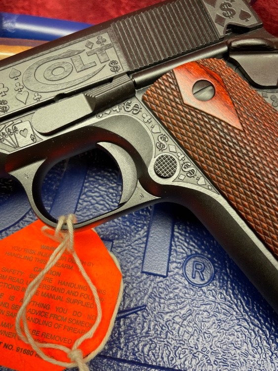 NIB Colt 1911 Government. Breathtaking Engraved (the Gambler)!-img-5