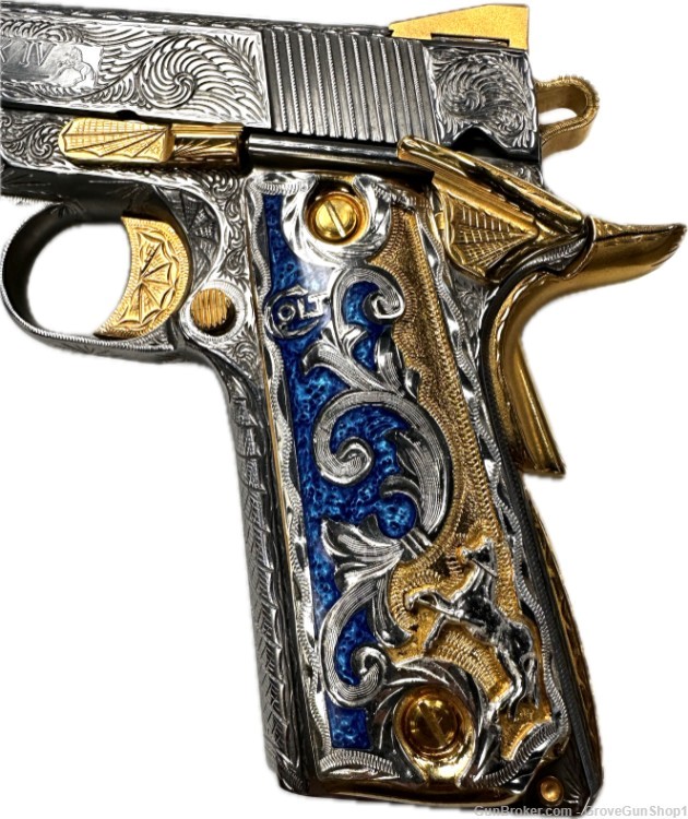 Colt 1911 Gov .45 acp 5" 7rd Stainless/Gold "DEEP ENGRAVED" O1070EU -img-5