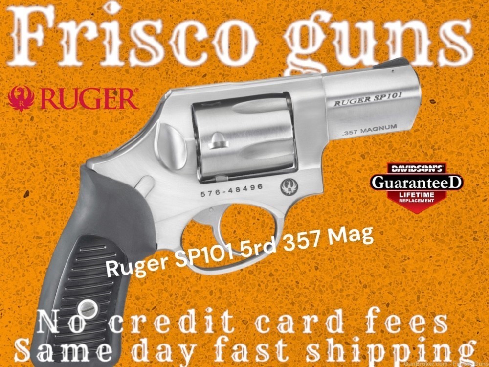 Ruger SP101 Revolver 2.25” 357 Mag 5rd KSP321XL-C 5720 No Fees Stainless-img-0