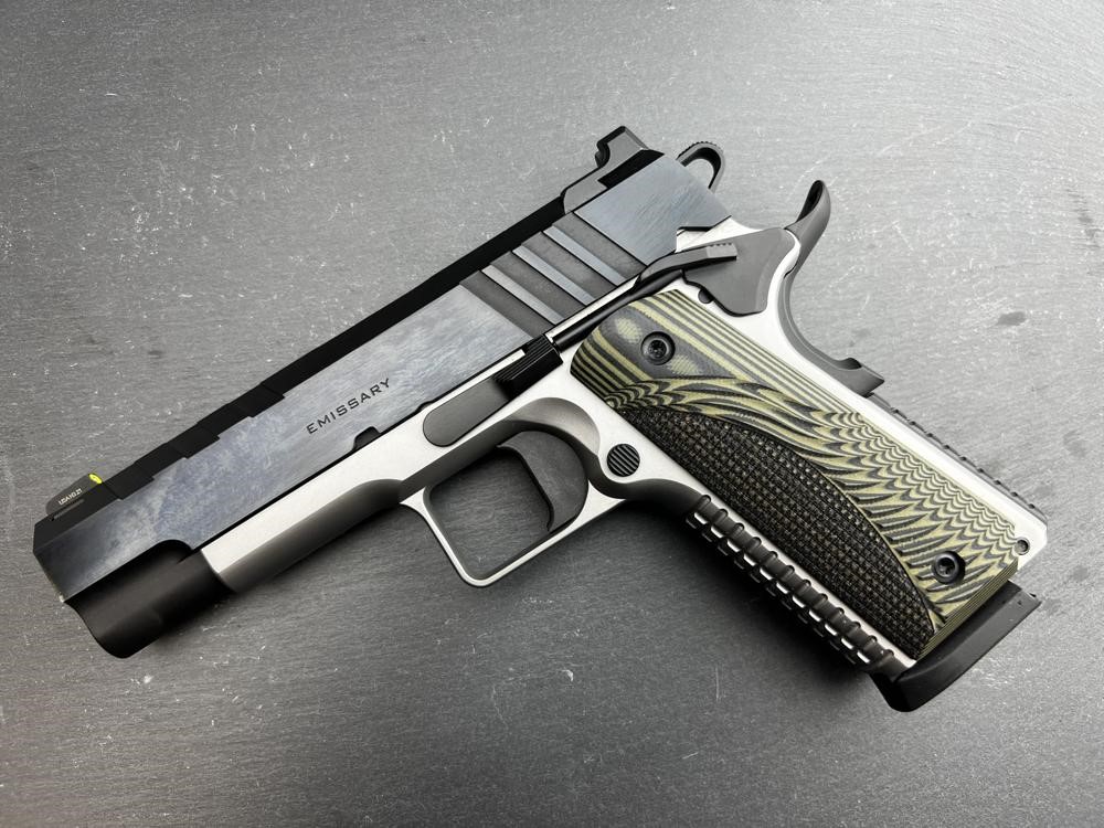 Springfield Emissary 1911 4.25" .45 ACP Blued/Stainless Pistol Custom Grips-img-7