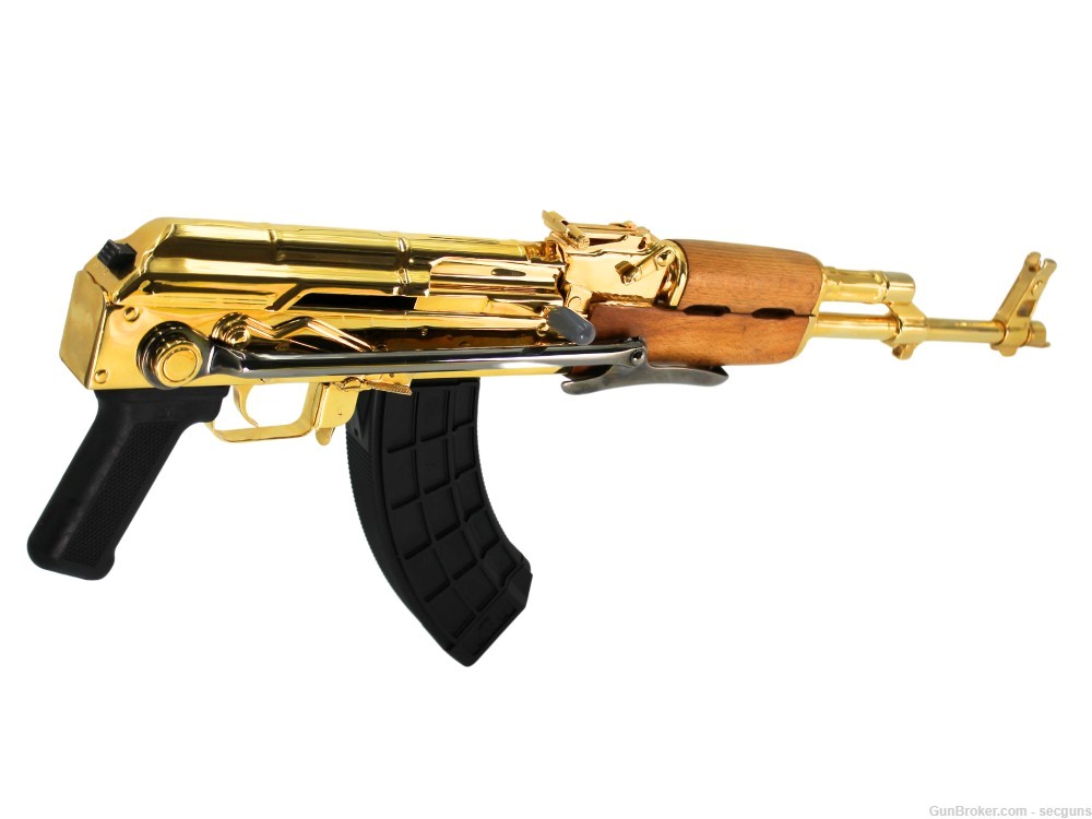 24K Gold & Black Chrome Century Arms Underfolder 7.62x39 Semi-Auto Rifle-img-1