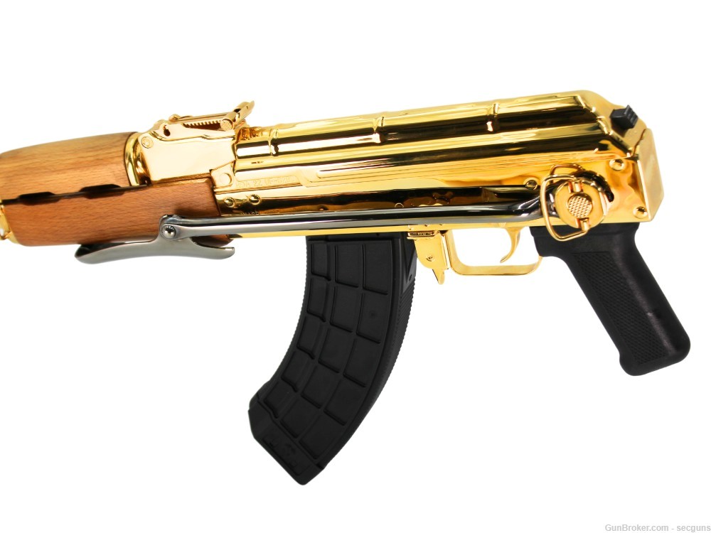 24K Gold & Black Chrome Century Arms Underfolder 7.62x39 Semi-Auto Rifle-img-2