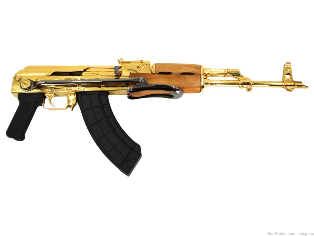 24K Gold & Black Chrome Century Arms Underfolder 7.62x39 Semi-Auto Rifle-img-4