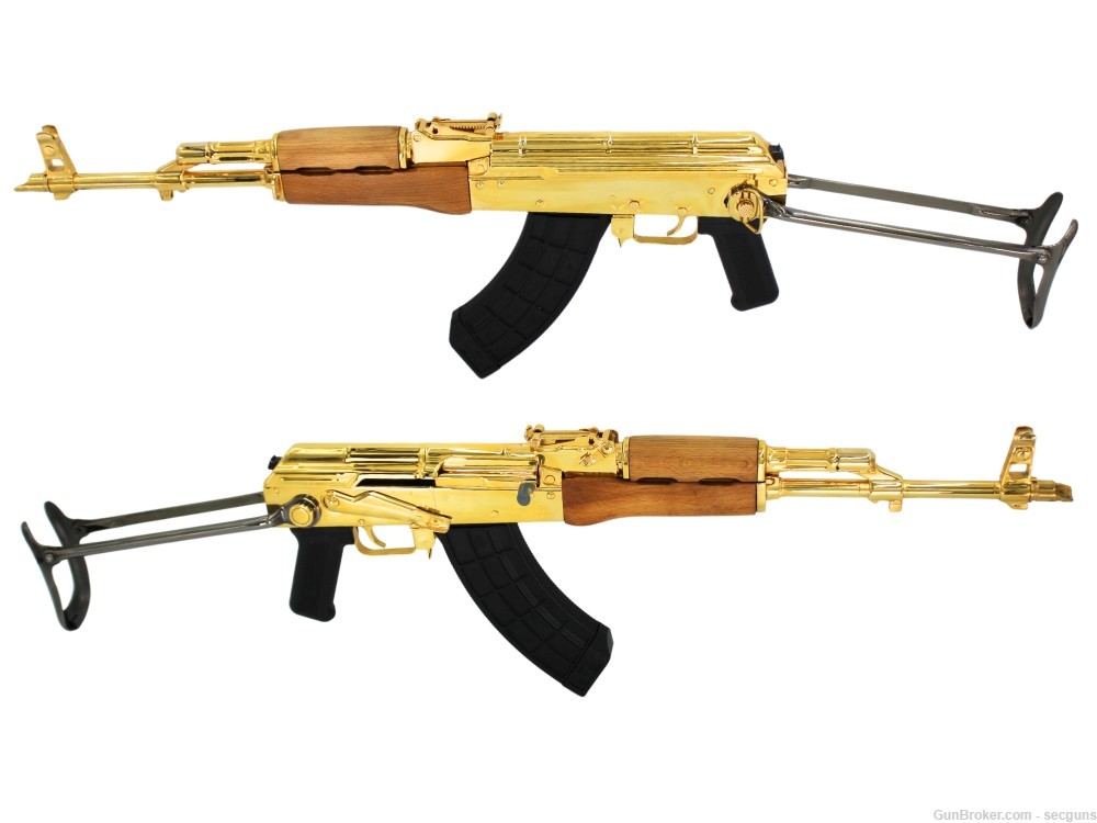 24K Gold & Black Chrome Century Arms Underfolder 7.62x39 Semi-Auto Rifle-img-0