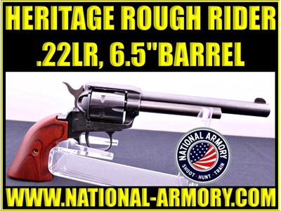 HERITAGE ROUGH RIDER 22 LR 6.5” BARREL 9 SHOT COCOBOLO GRIPS