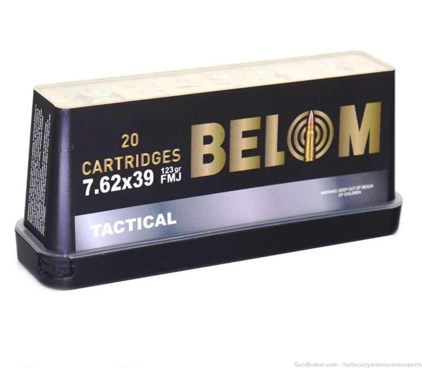 Belom 7.62x39mm Ammo 123 Grain FMJ Brass Cases. 480 Rounds 24 Boxes of 20-img-0