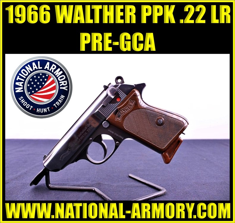 1966 WALTHER PPK 22 LR 3.25” BARREL PRE GCA W/ FACTORY BOX -img-0