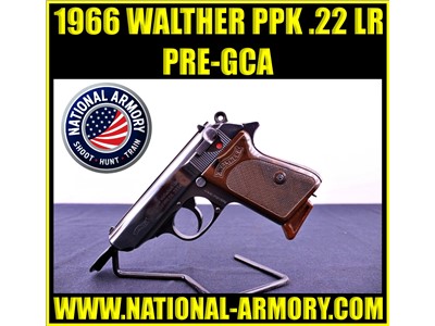 1966 WALTHER PPK 22 LR 3.25” BARREL PRE GCA W/ FACTORY BOX 
