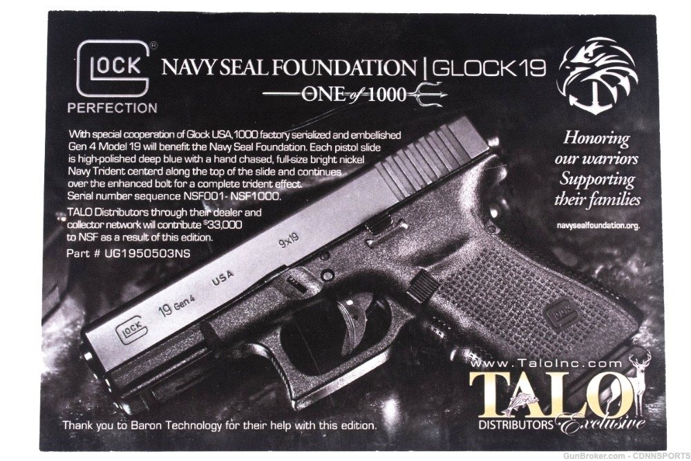 Glock 19 Gen4 9mm TALO Navy Seal Foundation #0001 of 1000 NEW FROM 2017-img-17