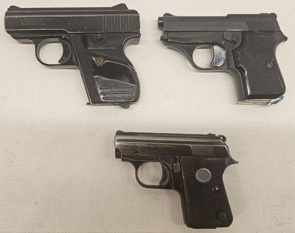LOT of THREE .25 Auto Pistols, PENNY START F.I.E., Lorcin, Tanfoglio-img-1