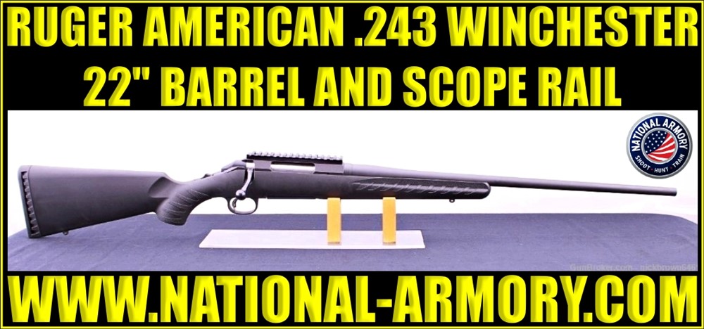 RUGER AMERICAN 243 WINCHESTER 22” BARREL INTEGRATED PIC RAIL -img-0